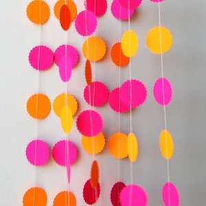 Neon garland, Birthday party decor, Neon Pink orange garland, Summer decoration, Girl nursery decor, Neon wedding, Luau party decorations image 2