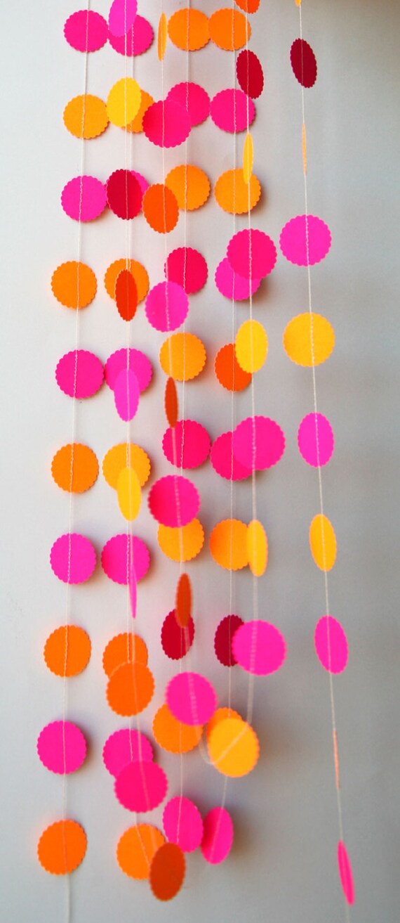 Neon Garland Birthday Party Decor Pink Orange Garland Hawaiian