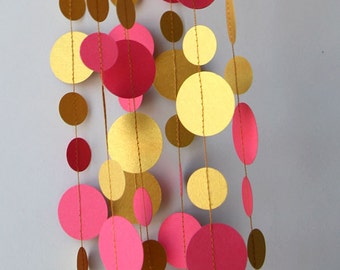 Pink Gold wedding garland, Gold pink garland, gold party decor, Paper garland, Birthday Decor, Wedding decoration, PKCG-5202