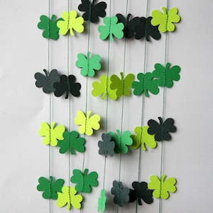 St Patricks Day garland, Clover shamrocks garland, St Patrick's Day banner, Clover decoration, Irish party decor, Irish Wedding, KH-5001 image 2