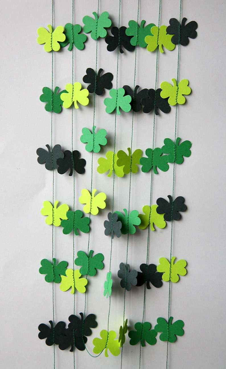 St Patricks Day garland, Clover shamrocks garland, St Patrick's Day banner, Clover decoration, Irish party decor, Irish Wedding, KH-5001 image 2