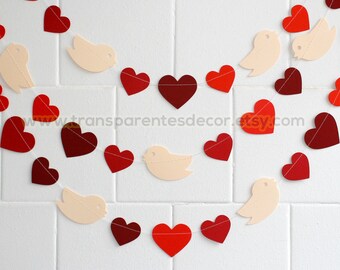 Valentine's Day Decor, Valentine Decorations, Valentines Day Ideas, Rustic wedding decor, Birds & Heart Garland, Nursery Decor, KCO20-001