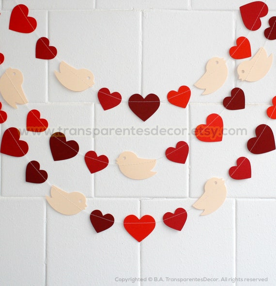 Decorazioni per San Valentino, Decorazioni per San Valentino, Idee per San  Valentino, Decorazioni per matrimoni rustici, Ghirlanda di uccelli e cuori,  Decorazioni per l'asilo nido, KCO20-001 -  Italia