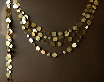 Gold wedding garland, Gold garland, Shimmer garland, Paper garland, Birthday Decorations, Wedding decor, Christmas Gift, KMG-0001