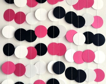 Hot Pink Black and White Paper Garland Party Decorations, Girl's Birthday Decor, Pink Black Birthday, Pink Graduation Decor Disco Cowgirl