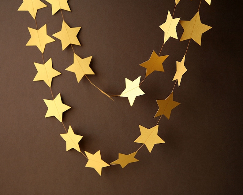 Christmas decor Christmas decoration Gold garland Gold Christmas garland Christmas star garland Gold star garland