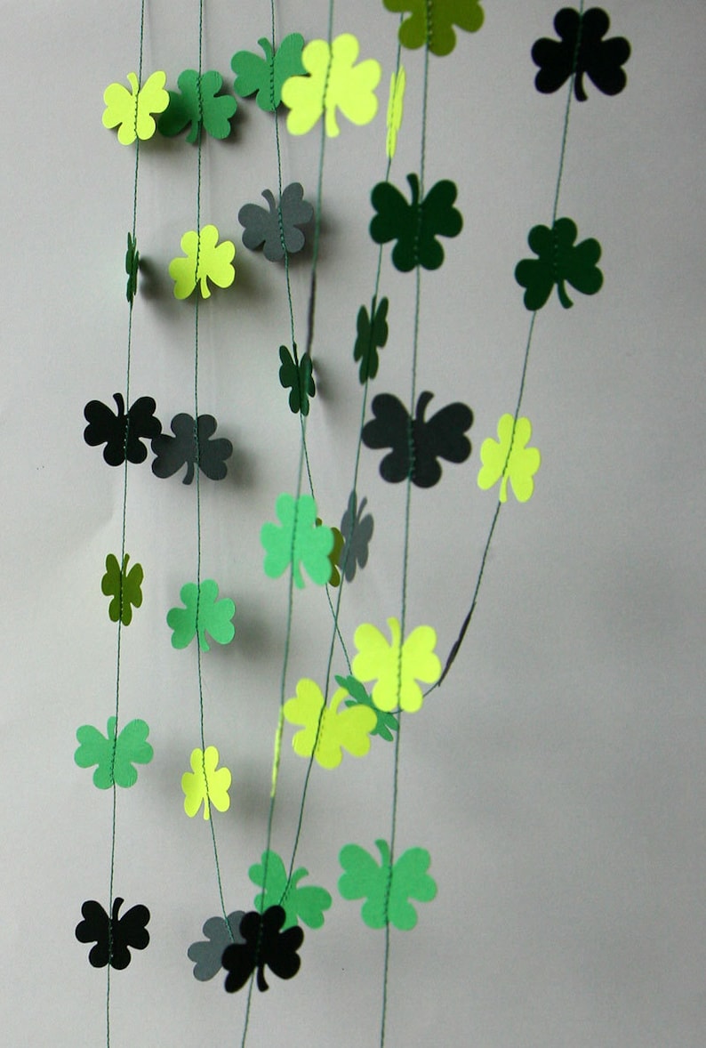 St Patricks Day garland, Clover shamrocks garland, St Patrick's Day banner, Clover decoration, Irish party decor, Irish Wedding, KH-5001 image 5