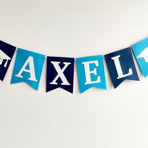 Blue graduation banner over a wall.