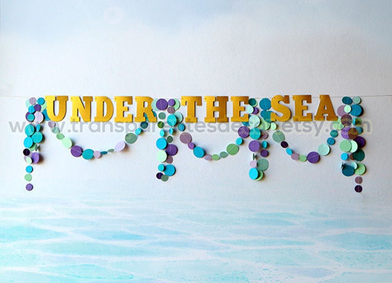 Under the Sea party decorations, Mermaid party decorations, Under the Sea banner, Mermaid garland, Mermaid birthday, Banner, PNAB-108 image 1