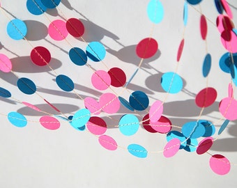 Blue pink garland, Birthday party decorations, Garland, Birthday decorations, Blue pink decor, Paper garland, Nursery decor, KC-1045