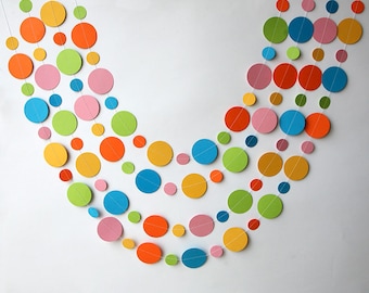 Paper garland, Multicolored circles garland, Easter garland, Birthday decorations, Birthday party garland, Nursery decor, KC-1091