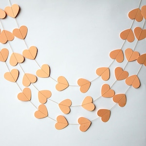 Wedding garland, Wedding heart garland Peach heart garland, Wedding decoration, Paper garland, Bridal shower decor, KCO-3039 image 1