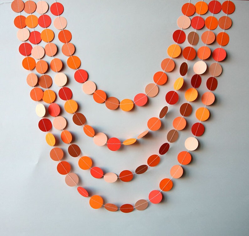 Coral Paper Garland Orange Birthday Decorations Salmon Circle Garland Photo Props Bridal Shower Decorations Nursery Kc 1053