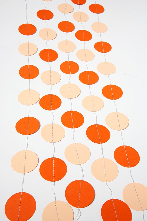 Thanksgiving, Paper Garland, party decor, Circle paper garland, TANGERINE & ORANGE, Birthday party, Bridal shower, photo props, KC-1051 Il_570xn