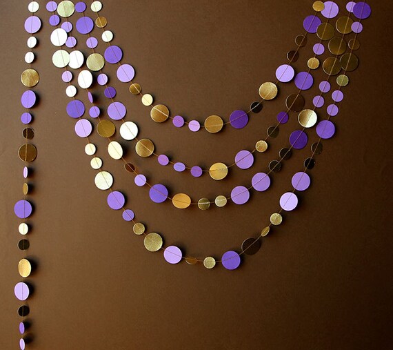 Gold and purple wedding, Gold & purple garland, Shimmer garland, Gold and radiant orchid garland, Birthday Decor, Wedding decor, KMCG-8502 Il_570xn
