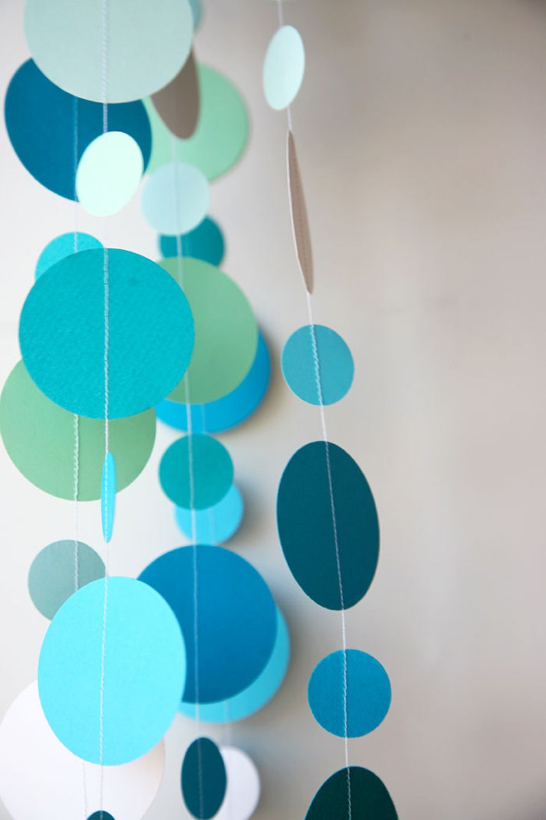 Mermaid party decoration, Mermaid Birthday decorations, Mermaid bubbles garland, Mint, blue, aqua, turquoise, Paper garland, KC-1040 image 2