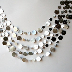 Silver wedding garland, Silver garland, Metallic garland, Birthday Decorations, Wedding decor, Circle paper garland, Wall decor