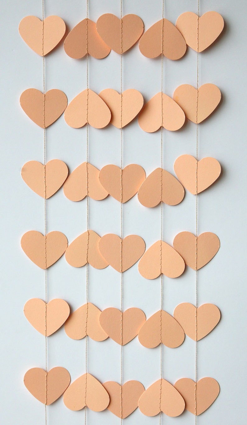 Wedding garland, Wedding heart garland Peach heart garland, Wedding decoration, Paper garland, Bridal shower decor, KCO-3039 image 2