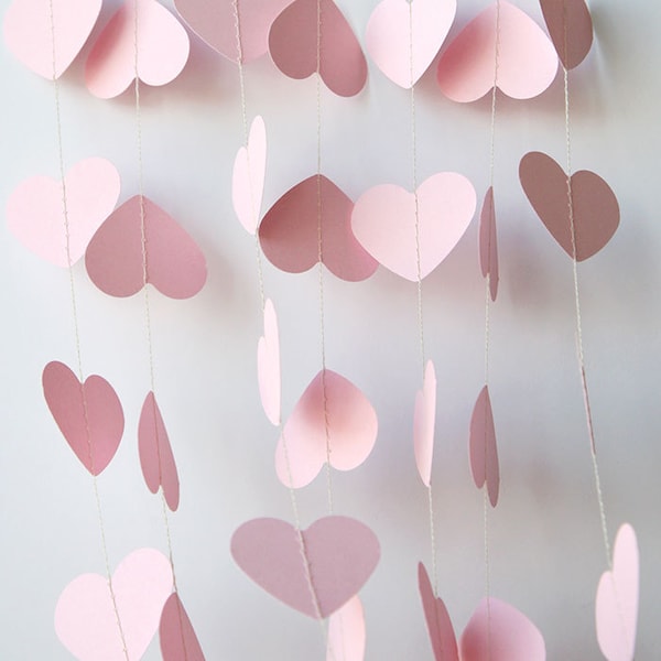 Paper garland, Wedding decorations, Pink heart garland, Heart garland, Pink garland, Wedding garland, Baby shower, Bridal shower, KCO-3042