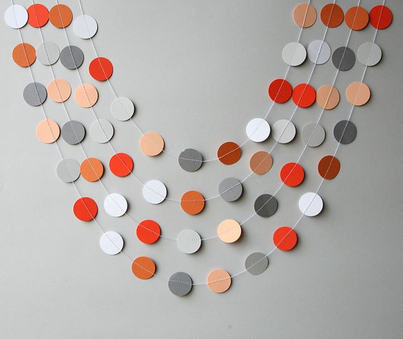 Orange & Gray garland, Birthday decoration, Birthday party garland, Nursery decor, Fall garland, Paper garland, KC-1077 image 2