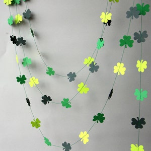 St Patricks Day garland, Clover shamrocks garland, St Patrick's Day banner, Clover decoration, Irish party decor, Irish Wedding, KH-5001 image 4