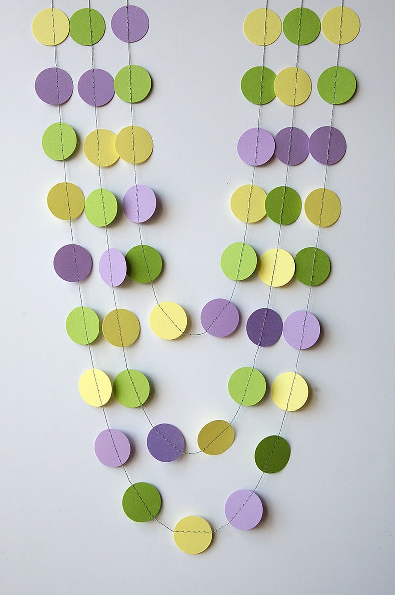 Baby Mardi Gras Birthday Party Decorations Purple Green Yellow Garland Spring Pastel Nursery Garland Baby shower Paper garland, KC-1024 image 1