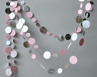 Pink silver garland, Christmas garland, Christmas Decoration, Christmas Decor, Metallic garland, Paper garland, Bridal shower, KMCS-8011 G20