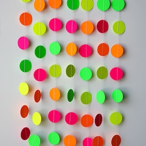 Luau Party decorations, Neon decorations, Hawaiian party, Birthday party decor, Pink orange yellow green garland, Neon Garland, KNEC-101AN image 1