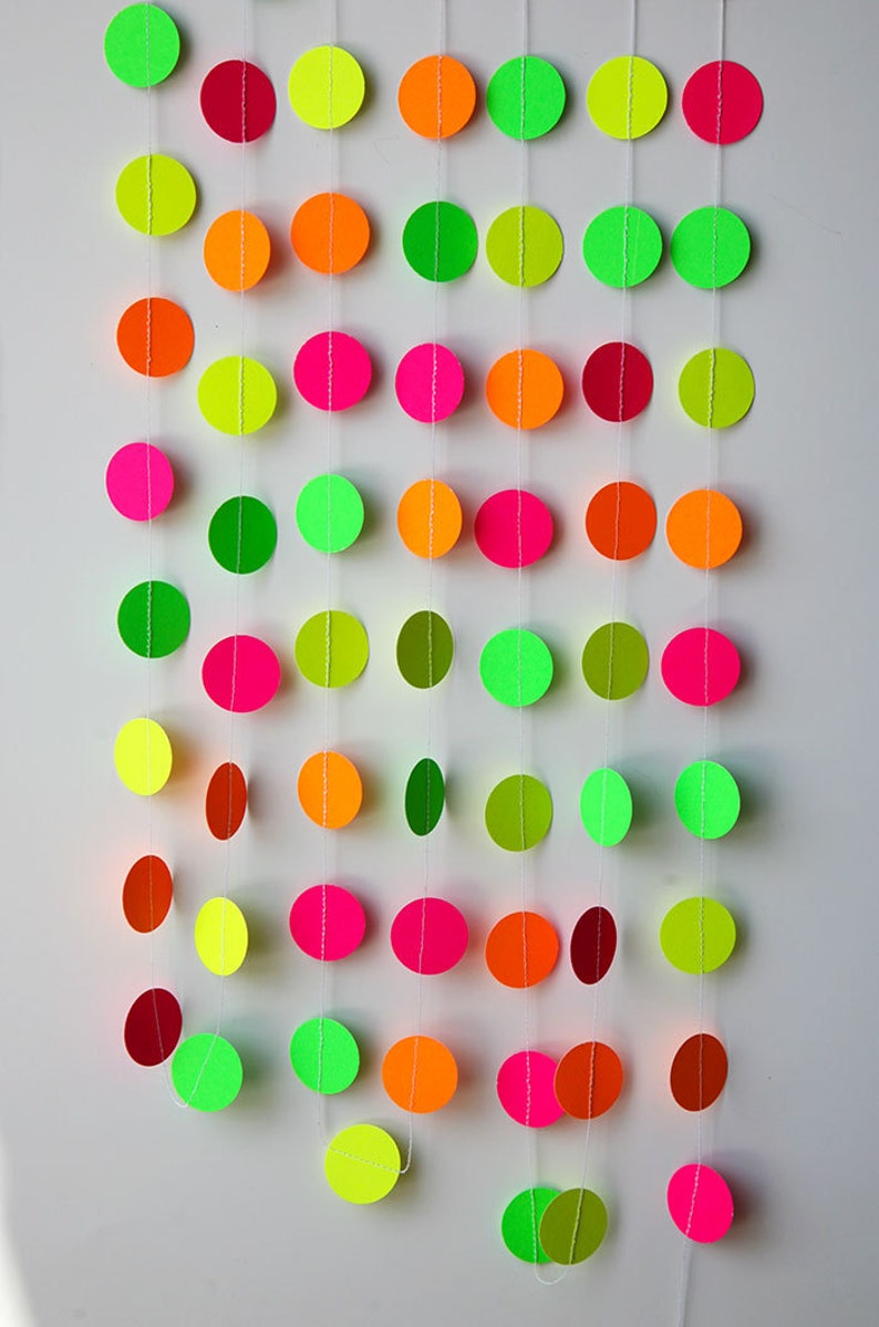 Luau Party decorations, Neon decorations, Hawaiian party, Birthday party decor, Pink orange yellow green garland, Neon Garland, KNEC-101AN image 1