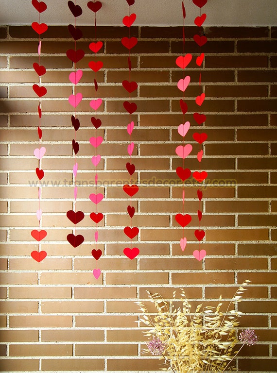 Valentines Day Decor, 6 Strands Set, Valentine Backdrop, Valentine Party Decor, Valentine Photo Prop, Red Heart Garland, BCO-040 Il_570xn