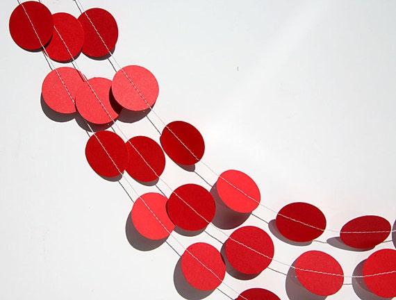 Red Garland, red wedding decor, Wedding garland, Wedding decorations, Red circle garland, Red party decorations, Bridal shower, KC-1223 Il_570xn