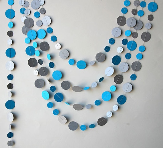 Christmas Garland, Christmas Decoration, Silver garland,Silver blue garland, Turquoise garland, Paper garland, Wedding decor, KPC-5003 Il_570xn