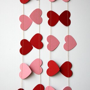 Valentines day heart garland, Red pink heart garland, Valentine decor, Valentines day decor, Paper garland, Wedding decoration, KCO-3050 image 2