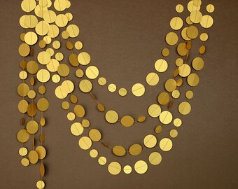 Gold wedding garland, Gold garland, gold party decor, Paper garland, Birthday Decor, Wedding decoration,Circle paper garland, PCG-5308