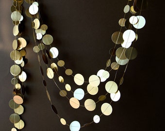 Christmas decor, Christmas garland, Gold wedding garland, Gold garland Metallic Shimmer garland Wedding decor Circle paper garland, KMG-0001