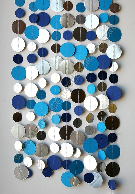 Nautical backdrop, Graduation party decoration, Blue & Silver backdrop, Graduation backdrop, Paper garland, Graduation party backdrop Il_570xn