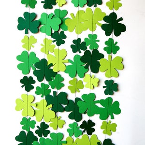 St Patricks Day decorations, Greenery Garland, Shamrocks garland, Clover garland, Leaf garland, Irish party decor, Irish Wedding, KH-5004 image 2