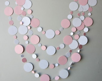 Blush & Bloom Garland - Light Pink and White Circles for Spring Joy! - Nursery and Parties - G21