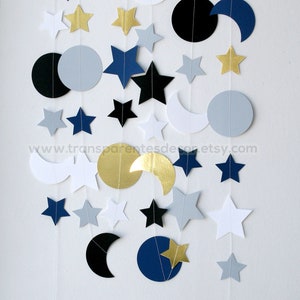 Moon & Star garland, Twinkle Little Star baby Shower, Nursery boy decor, I Love you to the Moon and Back decor, Moon garland Christmas Gift