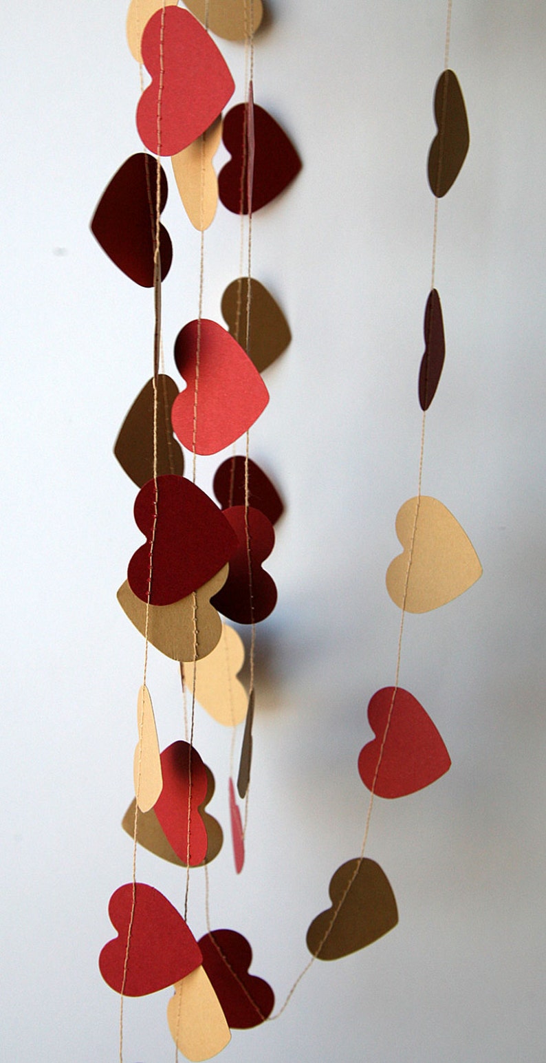 Rustic wedding decor, Wedding party decoration, Maroon brown garland, Wedding heart garland, Rustic kraft brown garland, KCO-3048 zdjęcie 2