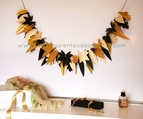 Blush Wedding Decor, Blush Gold Black garland, Beige Gold Wedding Decoration, Blush Leaf garland, Blush Gold Bridal Shower Decor, KH-5308 Il_570xn