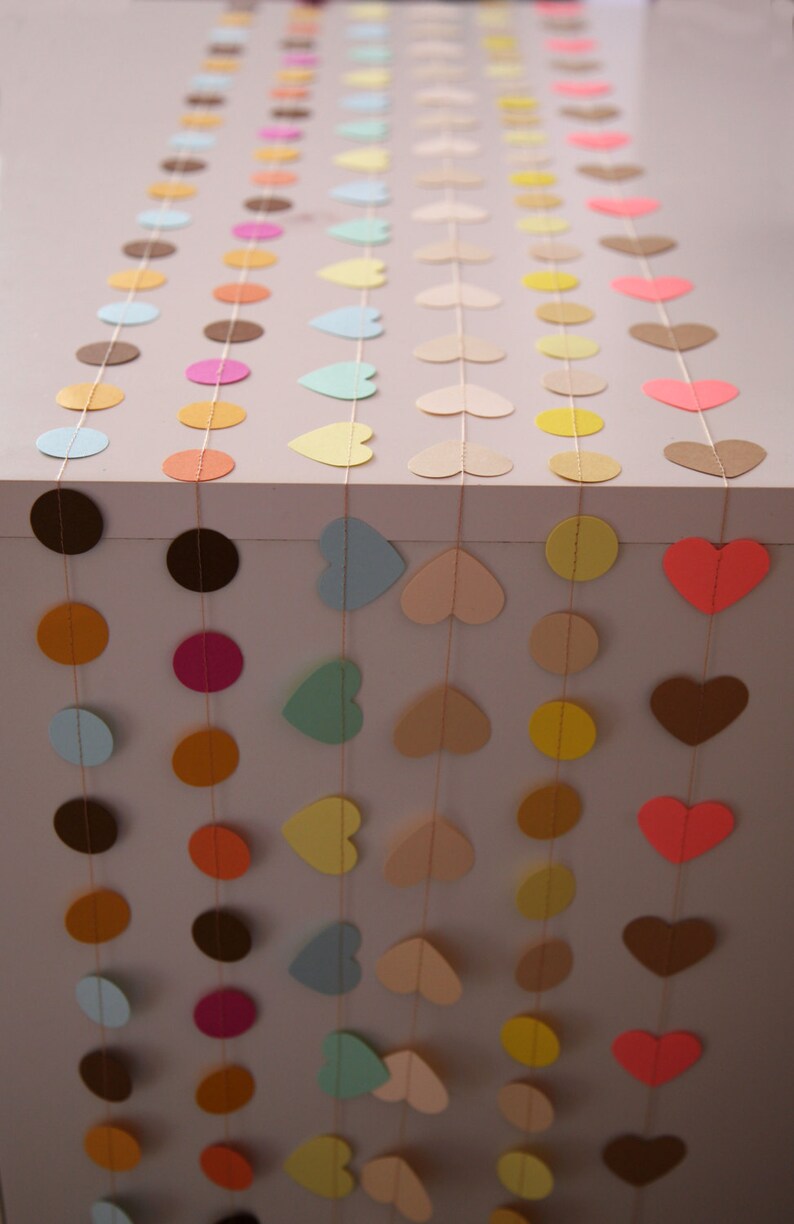 blue cream yellow garland KCO-3023 Rainbow garland Green Heart garland Baby shower decor Nursery decor red Rainbow heart garland