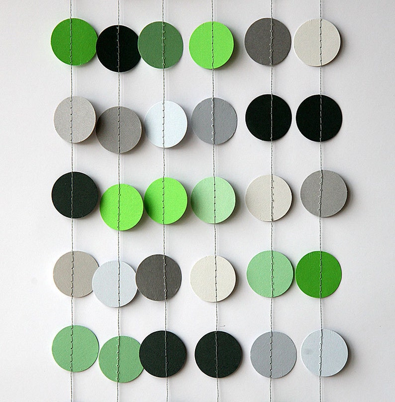 Green & gray garland, birthday party decorations, Pastel green Circle garland, Gray circle garland, Photo props, Nursery decor, KC-1023 image 3