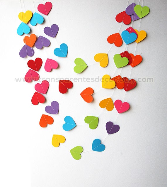 Rainbow baby shower, Rainbow garland, Wedding garland, First birthday, Paper heart garland, Nursery decorations, Bridal shower, KC-9999 Il_570xn