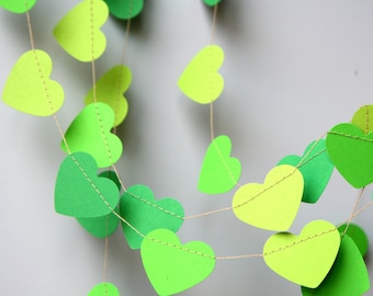 Guirlande coeur, guirlande coeur vert, décoration de mariage, décoration de douche nuptiale, guirlande de mariage verte, guirlande verte, guirlande en papier, KCO-3045