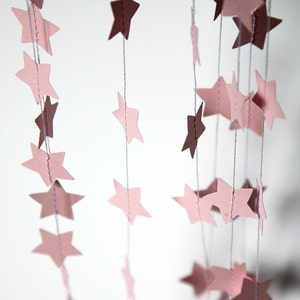 Baby paper garland, Star garland, Pastel pink garland, Baby pink garland decor, Baby shower, Sprinkle shower, Nursery decoration image 3