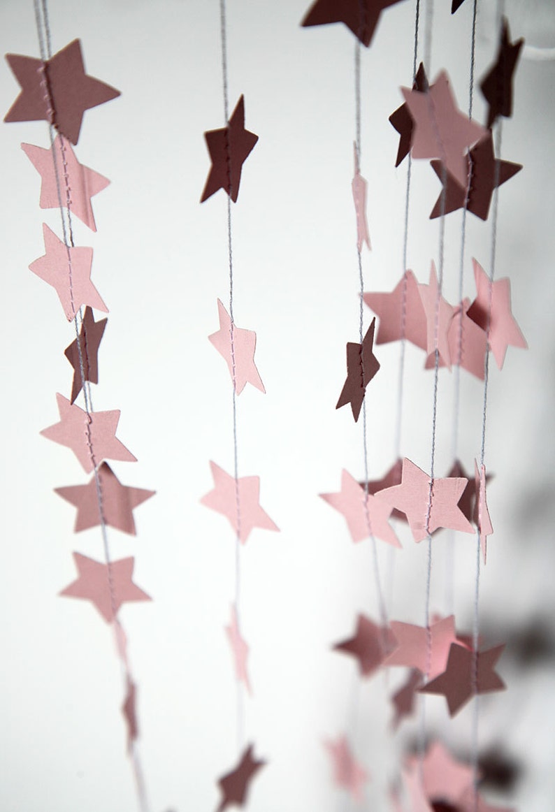 Baby paper garland, Star garland, Pastel pink garland, Baby pink garland decor, Baby shower, Sprinkle shower, Nursery decoration image 3