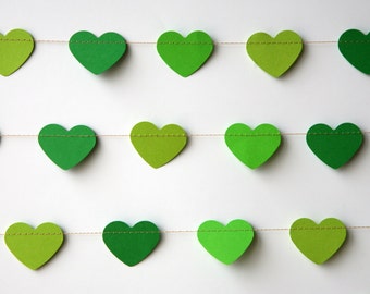 Heart garland, Earth Day Decor Green heart garland, Wedding decoration, Green Valentines Day, Green garland, Earth Day Party, KCO-3045