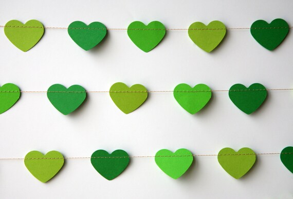 Heart garland, Green heart garland, Wedding decoration, Valentines Day, Green garland, Valentines Bunting,Valentines Photo Prop,KCO-3045, TS Il_570xn