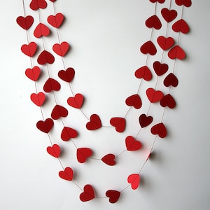Valentines Day, Valentines Day decor, Valentine garland, Red Heart Banner, Red Heart Garland, Heart Backdrop, Paper heart garland, KCO-3047